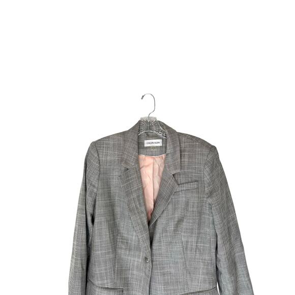 Calvin Klein Blazer Gray Office Work Career Business Corporate Long Size 8 - Picture 6 of 13